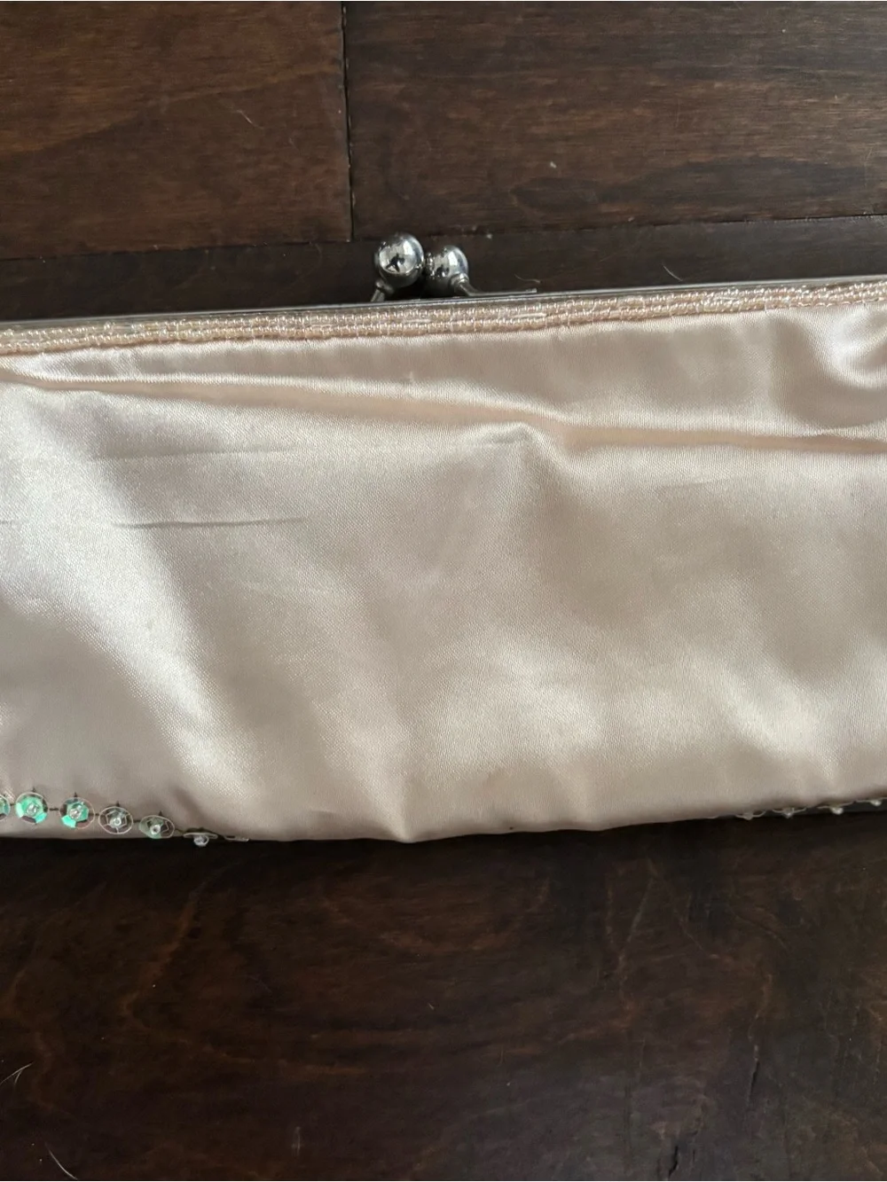 Chateau Vintage-Style Beaded & Embroidered Peacock Satin Kiss-Lock Clutch